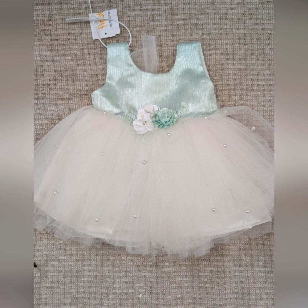 Mint & White Baby Special Occasion Party  Dress Frock